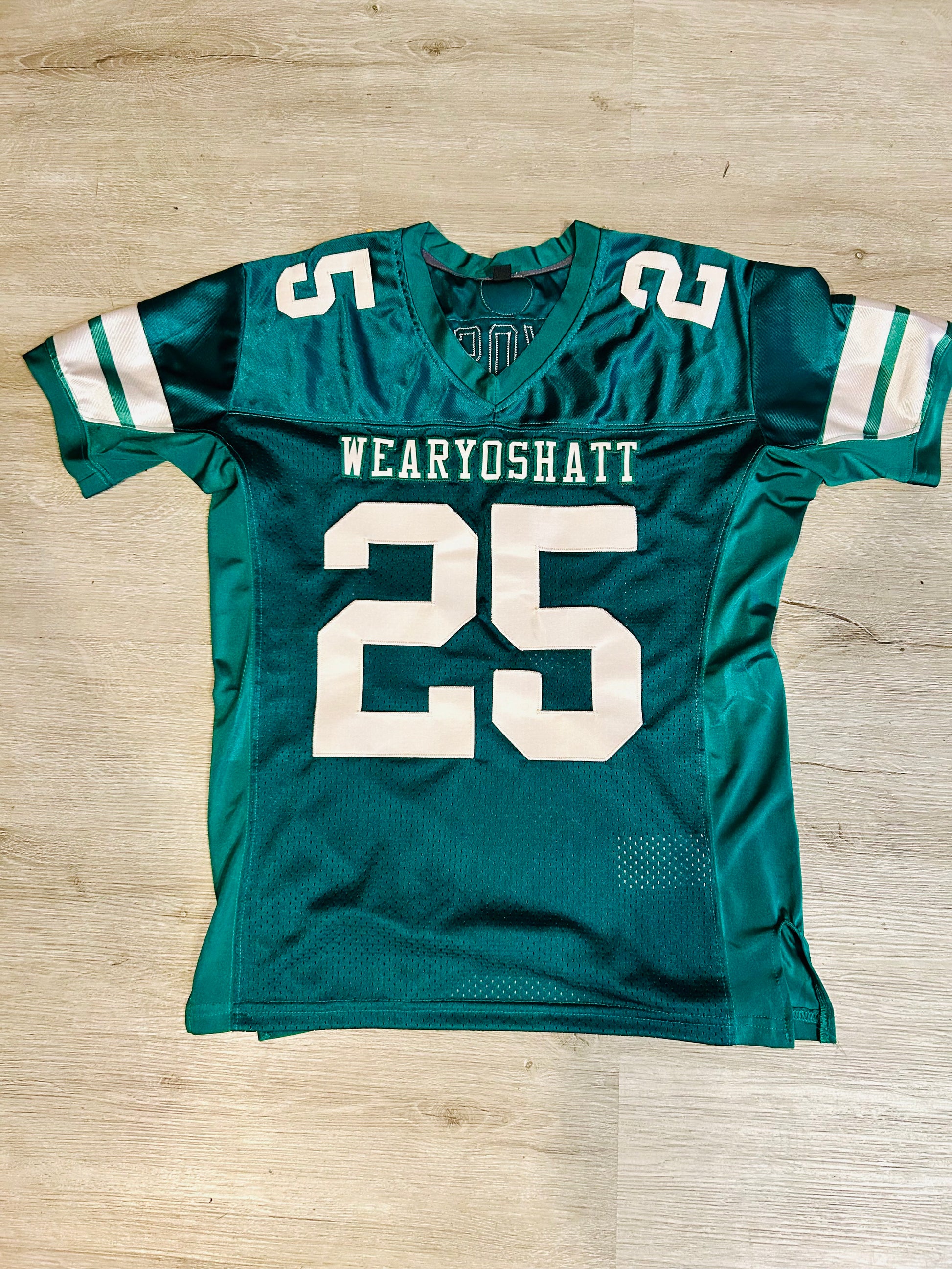 Green White Letter football Jersey