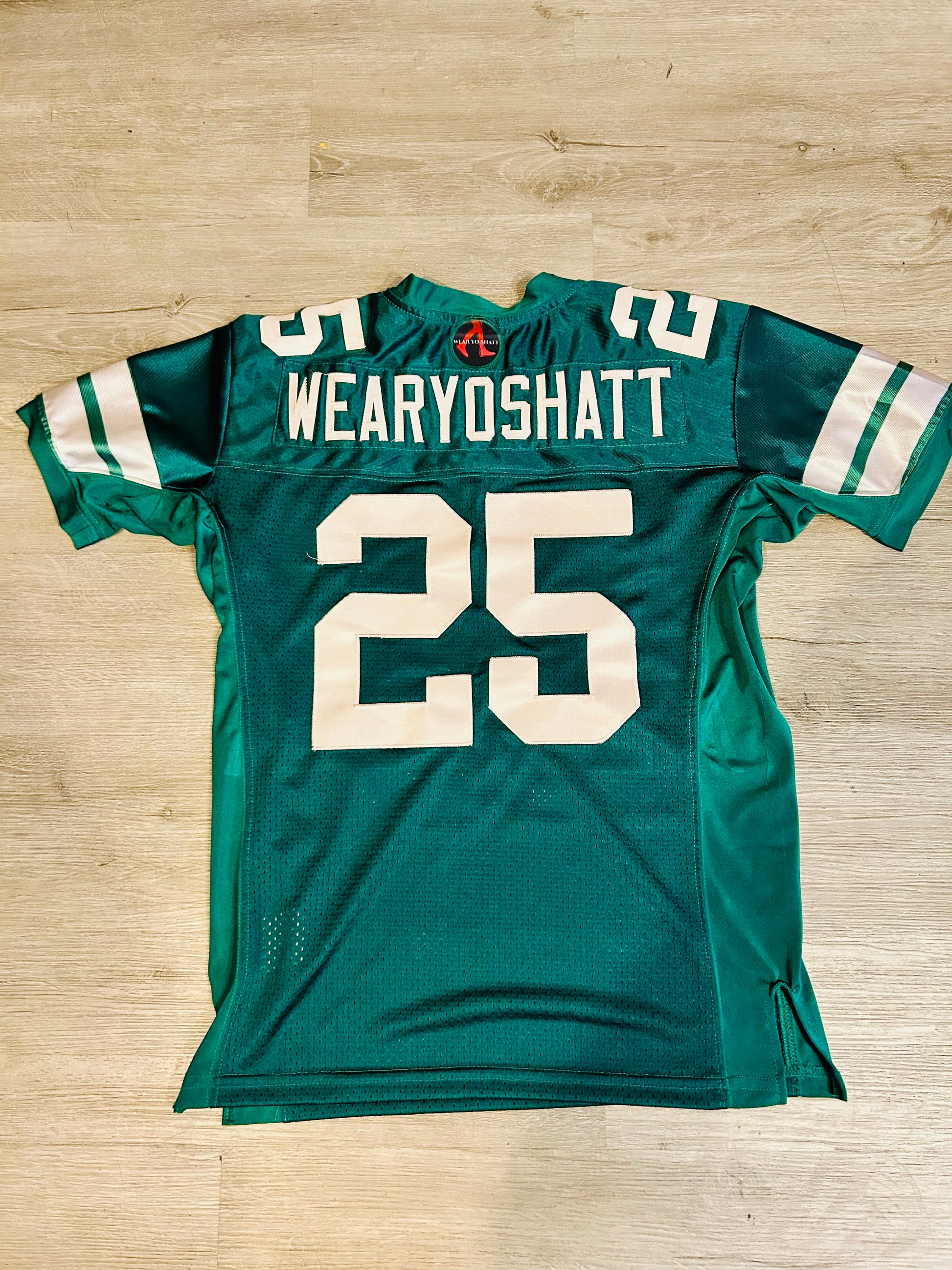 Green White Letter football Jersey