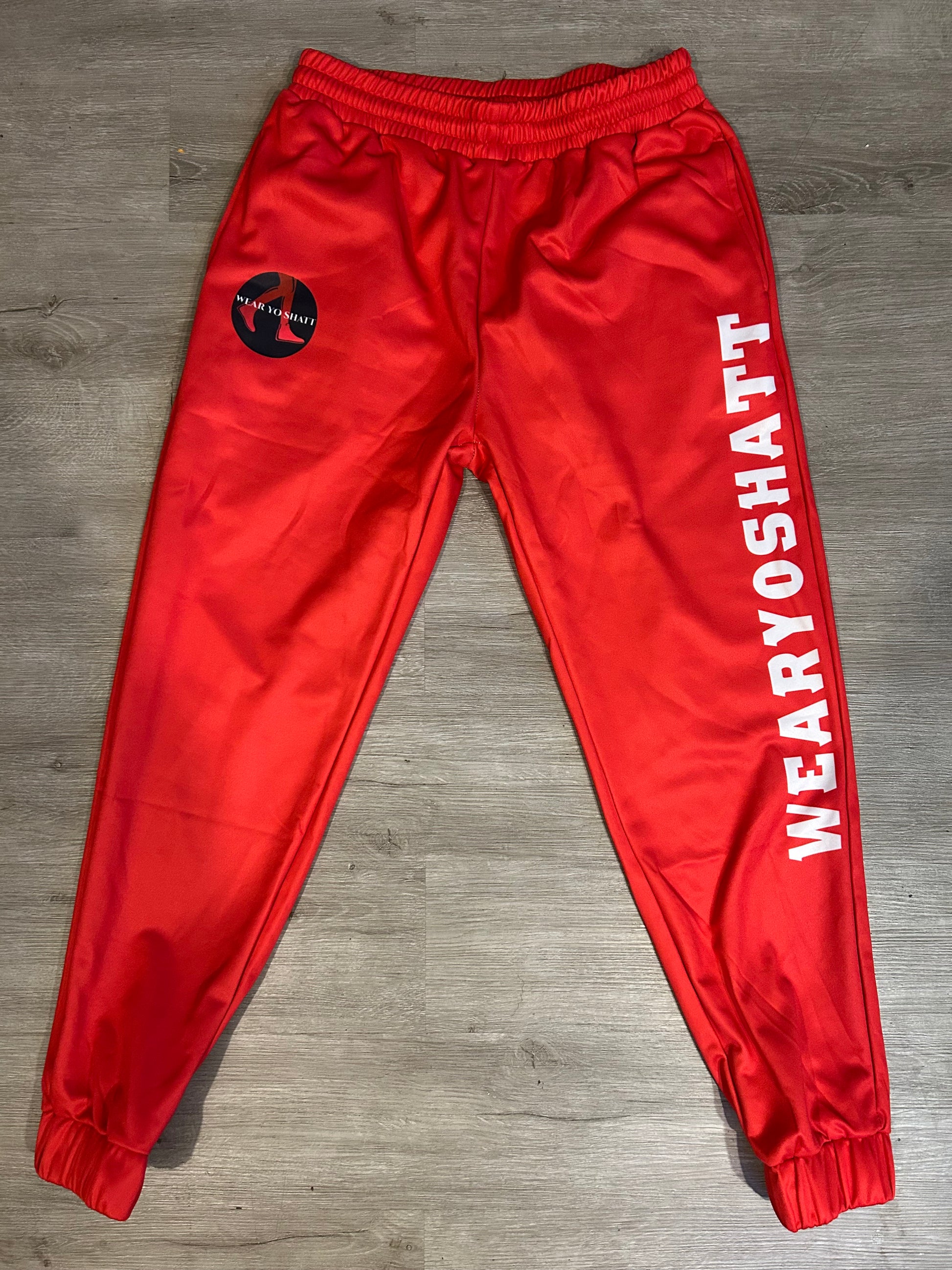 Red with White Letter Joggers