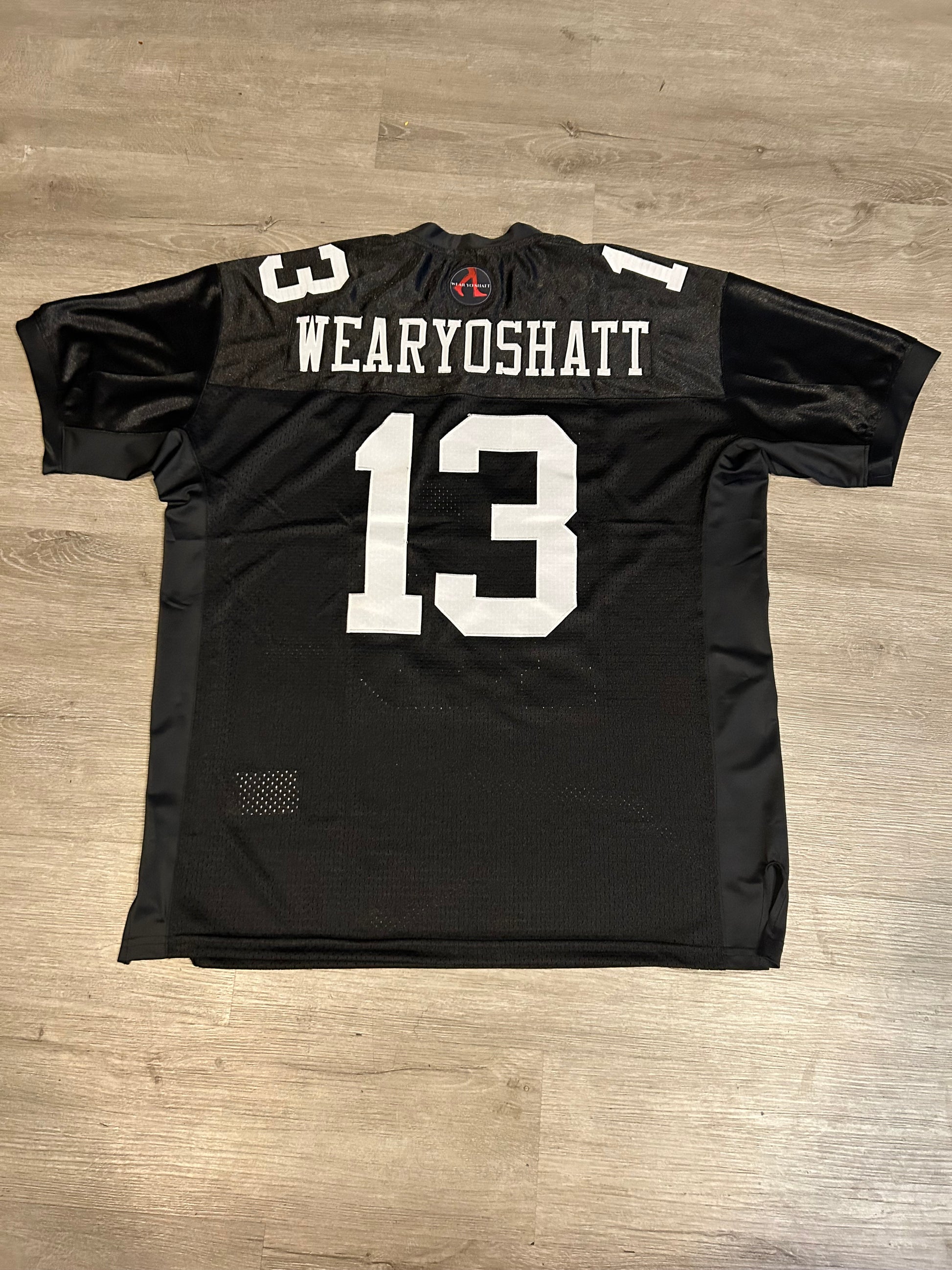 Black with White Letters Football Jersey #13