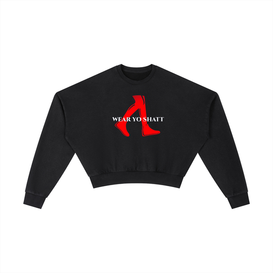 Vintage Washed Cropped Sweatshirt Classic WearYoShatt Logo