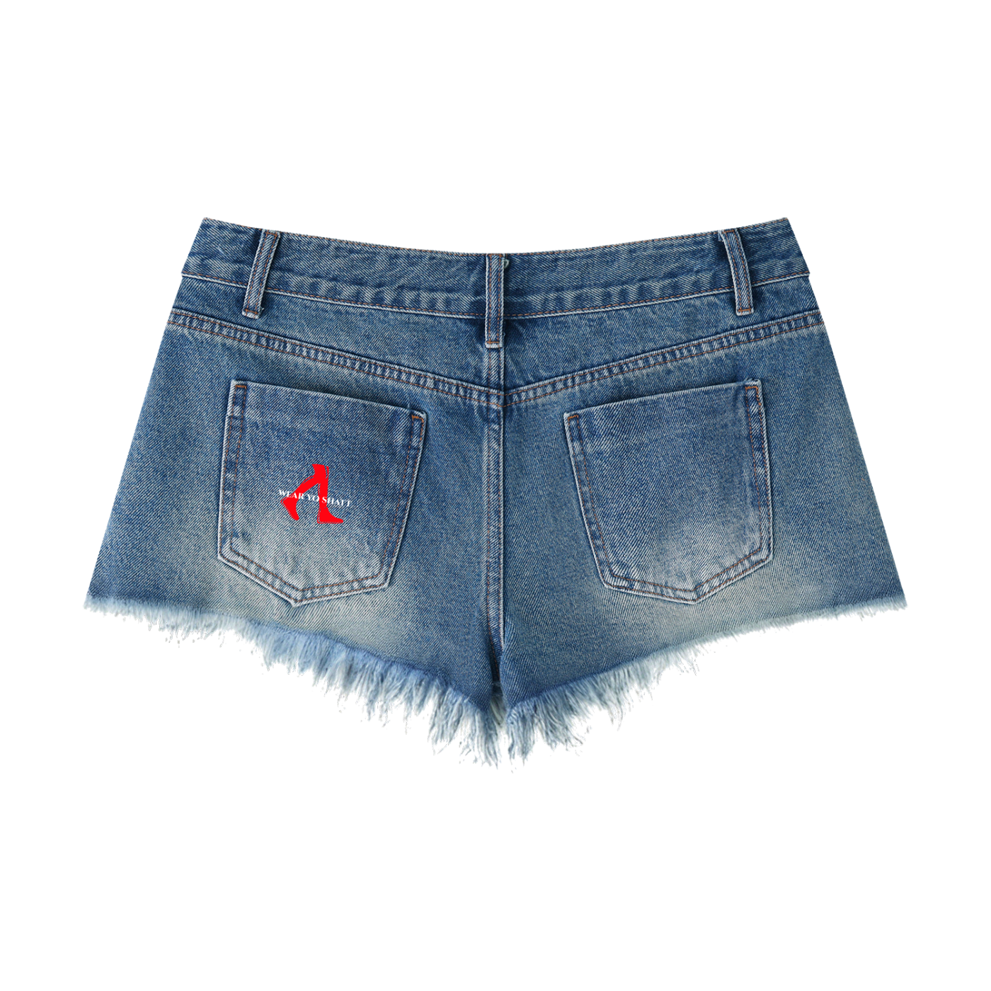 Women's Vintage Wash Raw Hem Denim Shorts (WYS Logo)