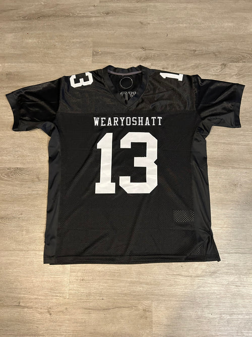 Black with White Letters Football Jersey #13