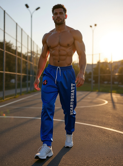 Blue White Letter Jogger