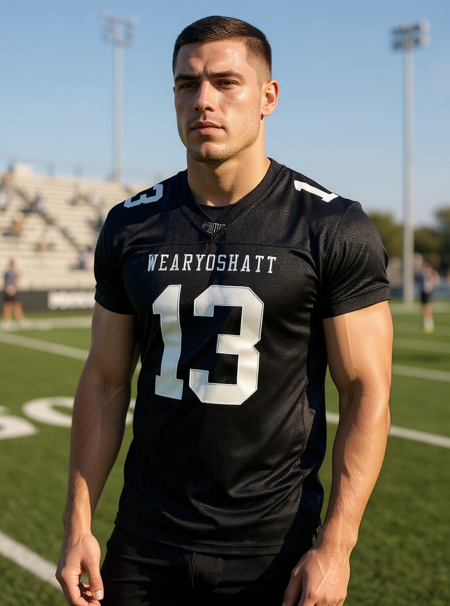 Black with White Letters Football Jersey #13