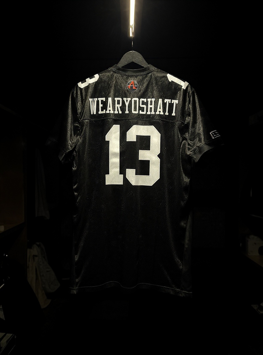 Black with White Letters Football Jersey #13