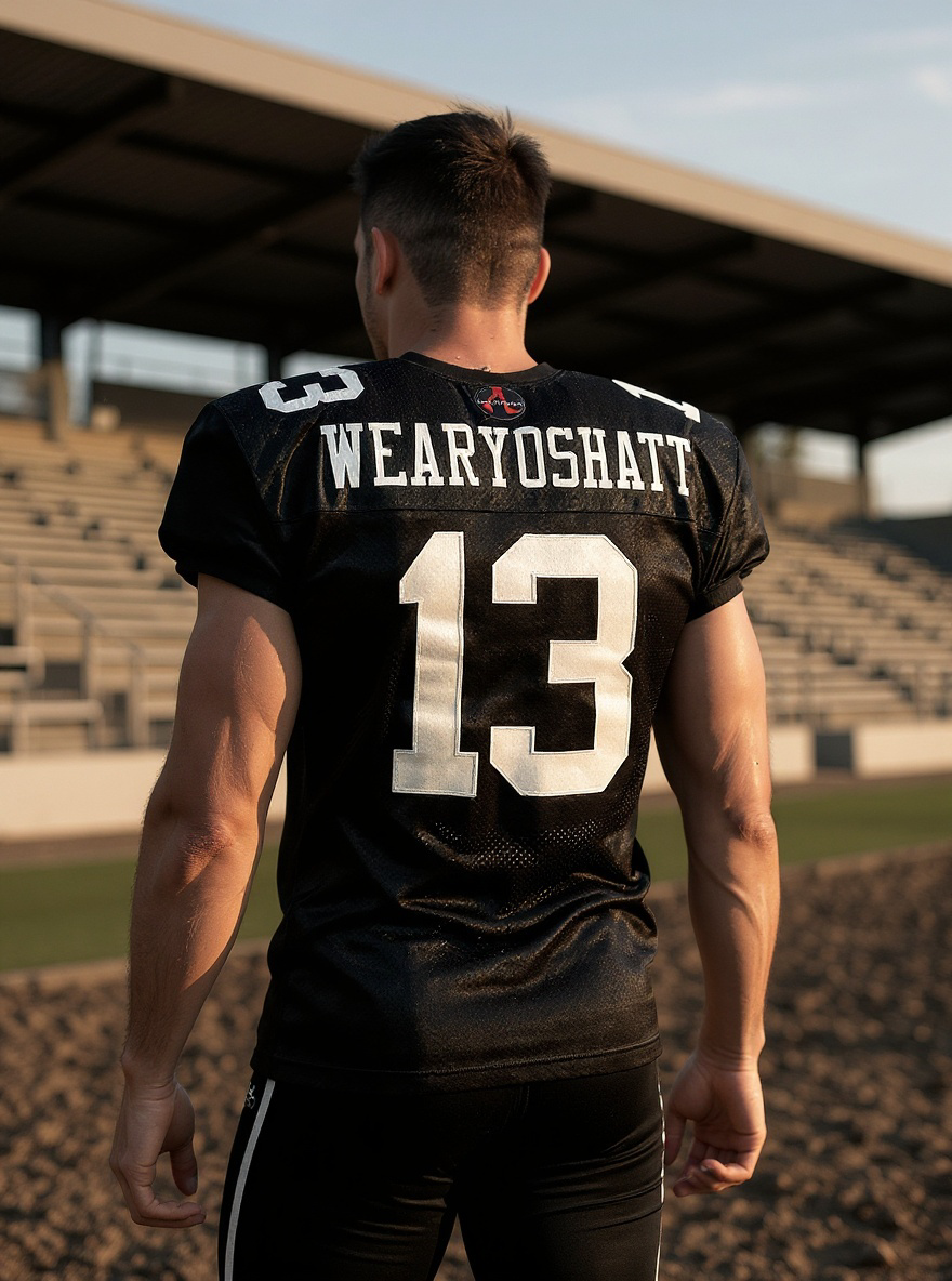 Black with White Letters Football Jersey #13