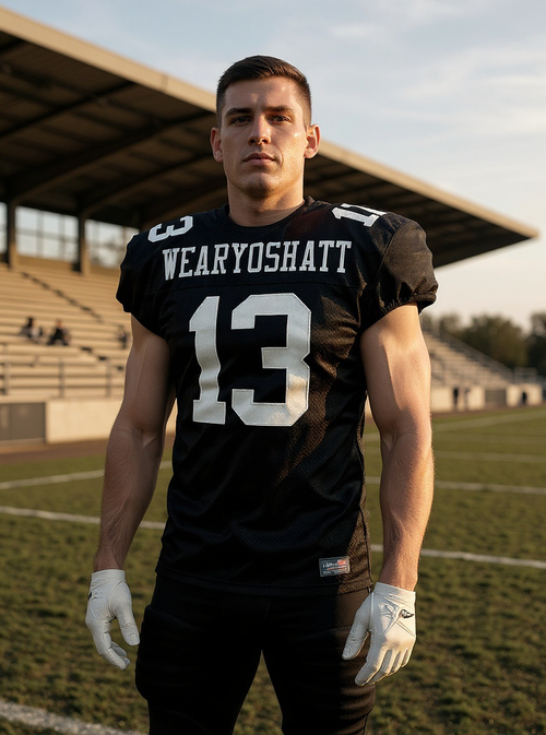 Black with White Letters Football Jersey #13