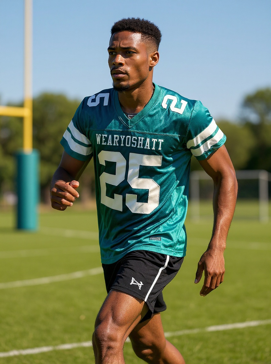 Green White Letter football Jersey