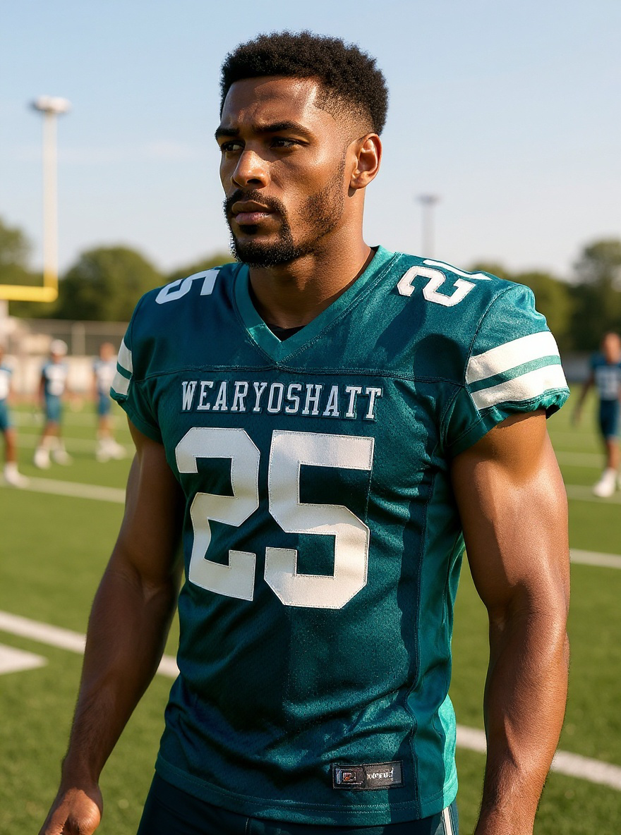 Green White Letter football Jersey
