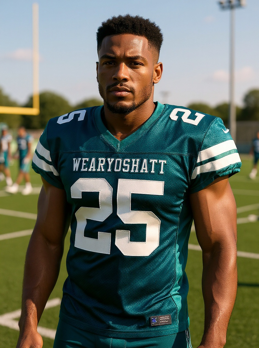 Green White Letter football Jersey
