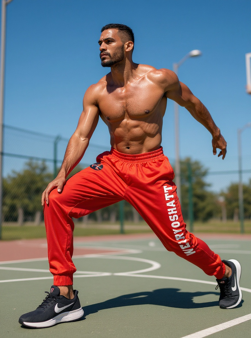 Red with White Letter Joggers