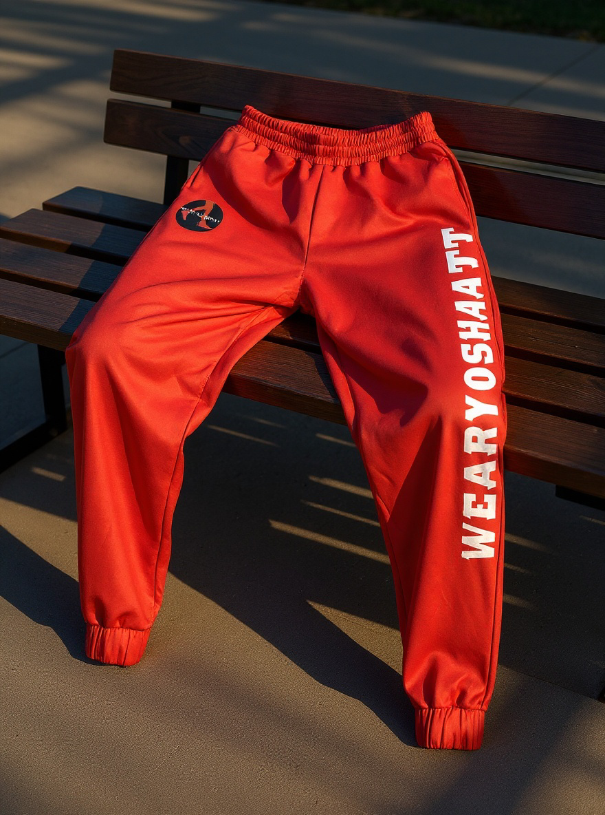 Red with White Letter Joggers