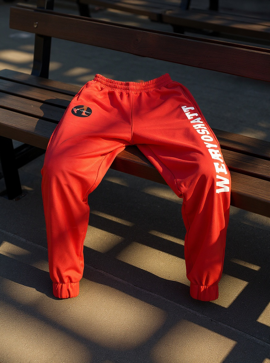 Red with White Letter Joggers