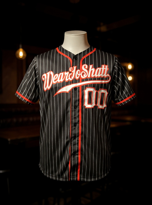 Baseball Jersey Black White Red