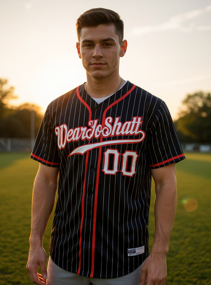 Baseball Jersey Black White Red