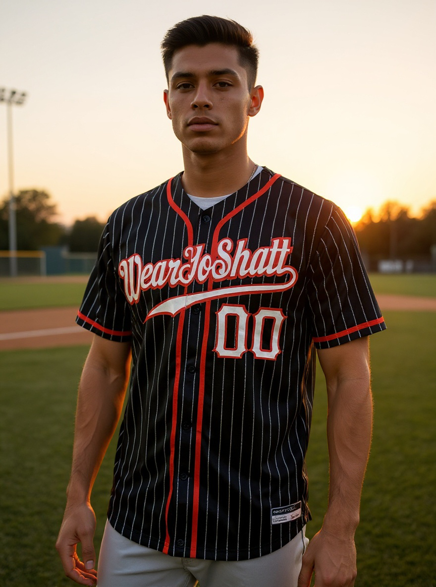 Baseball Jersey Black White Red