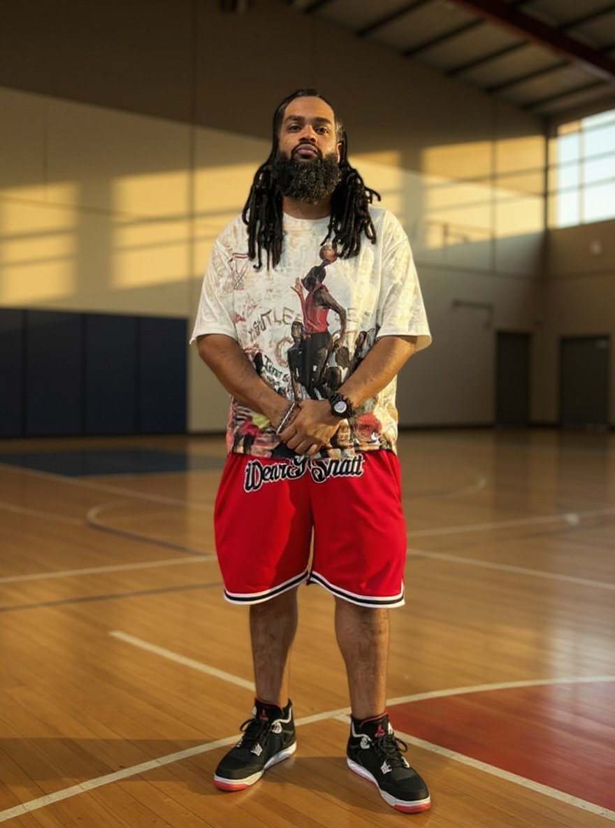 WearYoShatt Basketball Shorts Red Black White